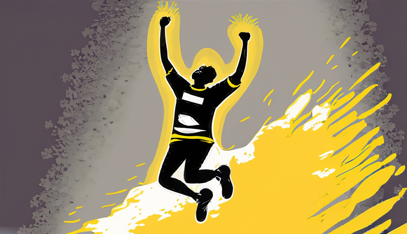 Firefly a person who makes a big leap for the first time and is happy black and yellow colors 72406 Try something new as a software engineer